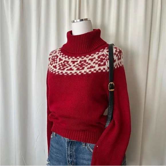 Talbots Fair Isle turtleneck sweater wool blend Medium Petite. - Picture 2 of 8
